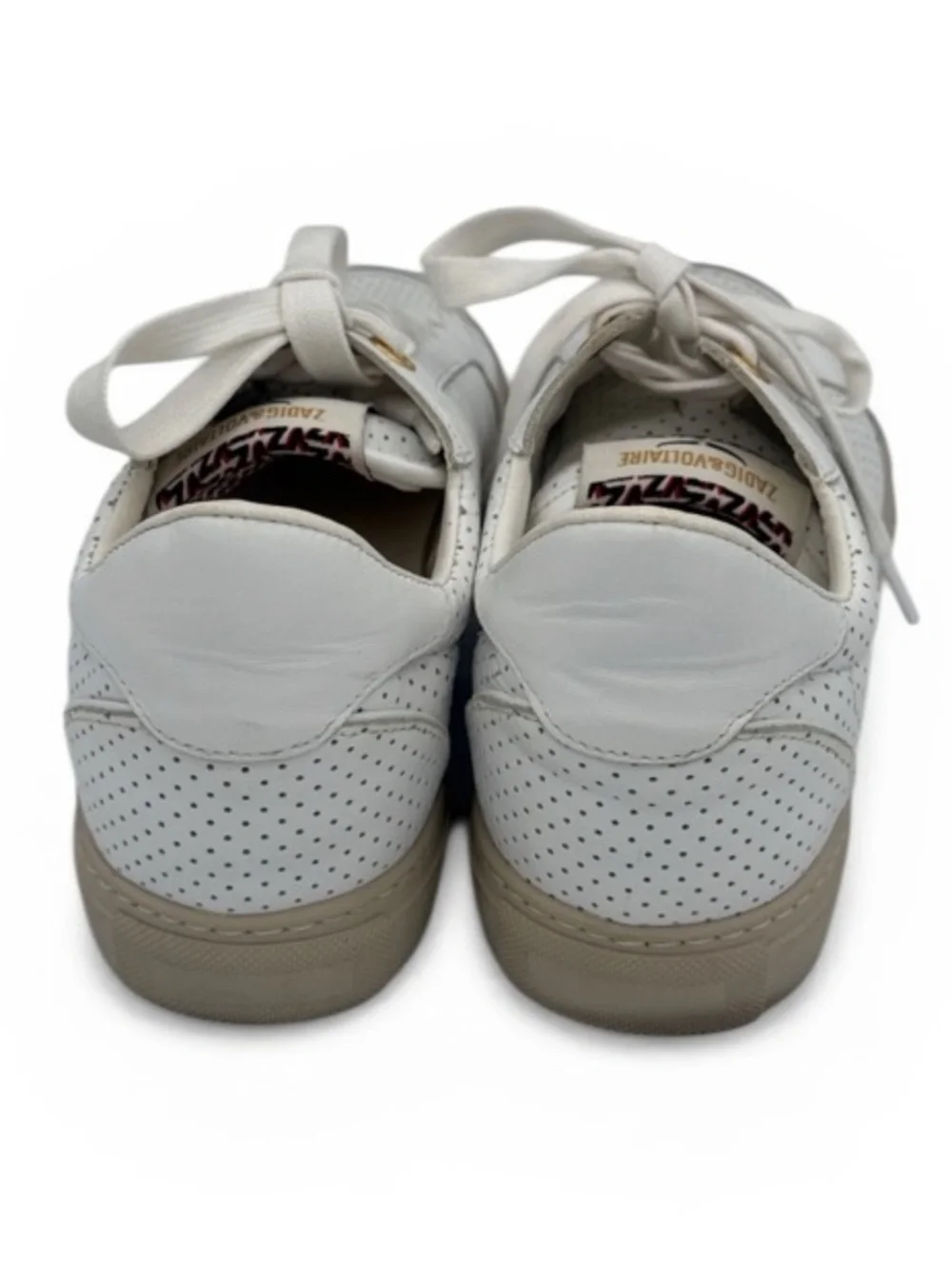 ZADIG & VOLTAIRE blanc sneaker in white/ tan soles size 38/ US 8 - Picture 4 of 11